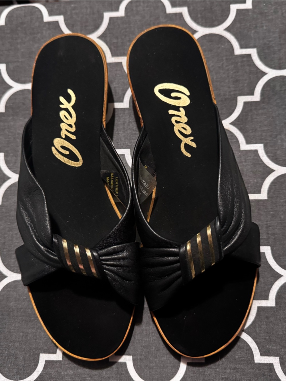 Onex Black Bow Slide Sandals Women’s Size [7] Comfort Slip-On